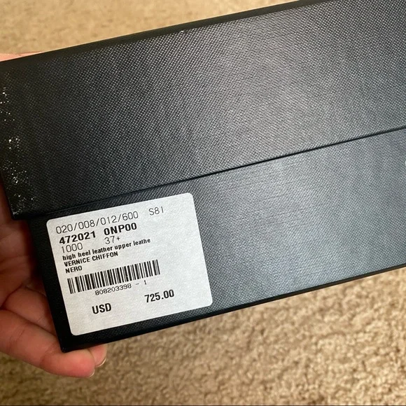 SAINT LAURENT BLACK PATENT VERNICE CHIFFON LEATHER HIGH HEEL SIZE 37 /7 - Picture 4 of 16